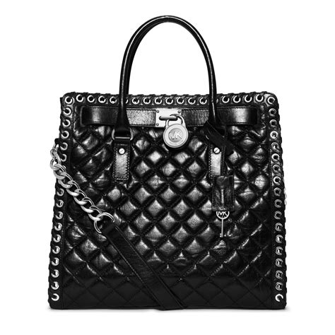 michael kors large hamilton quilted studded leather black tote bag|Michael Kors nouveau Hamilton.